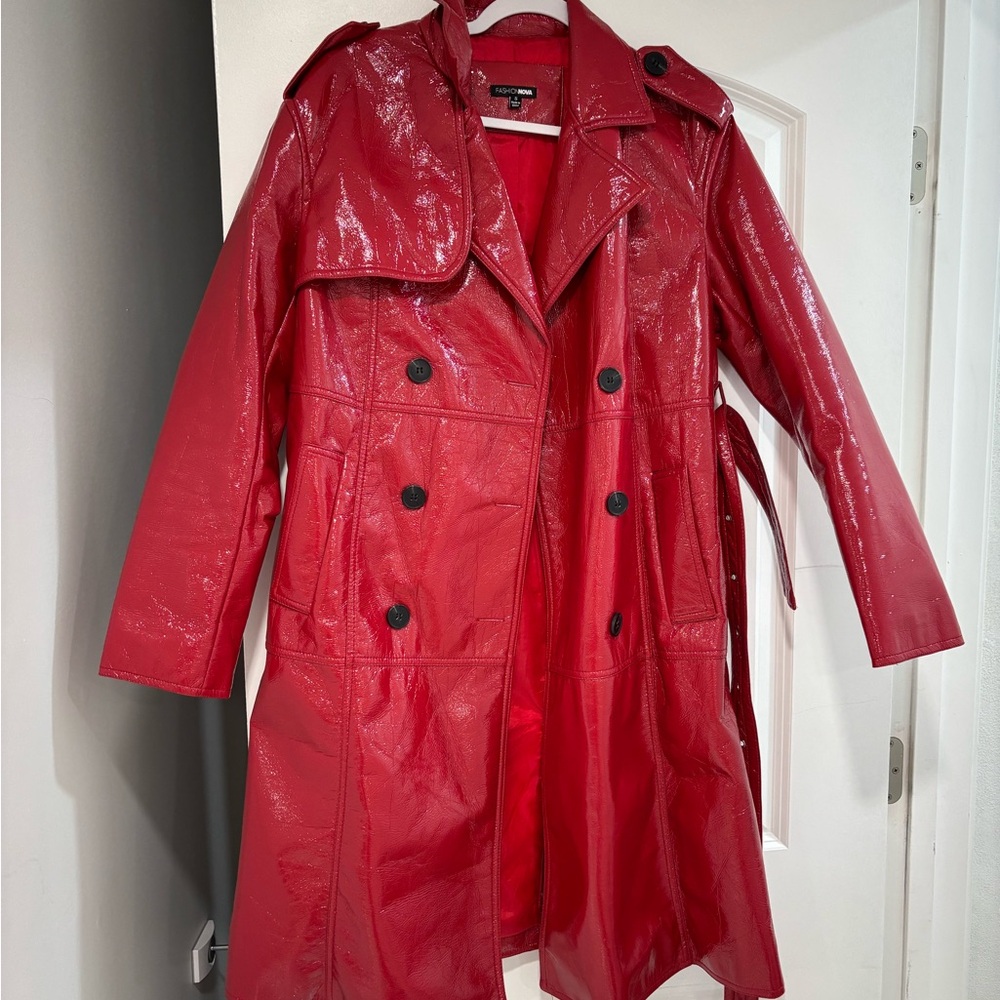 Red Double-Breasted Women's Coat